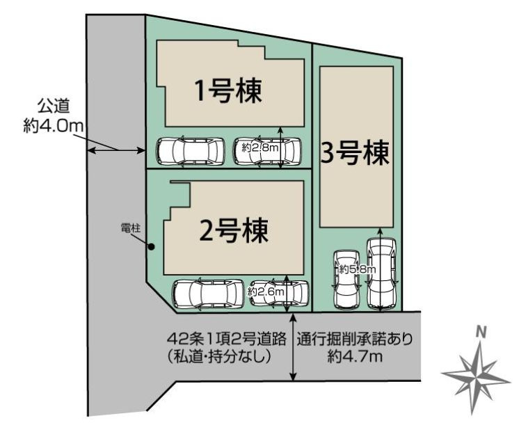 茅ヶ崎市菱沼海岸新築戸建て　1号棟の区画図|区画図「茅ヶ崎市菱沼海岸新築戸建て」