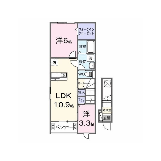 岐阜市琴塚３丁目のアパートの間取り