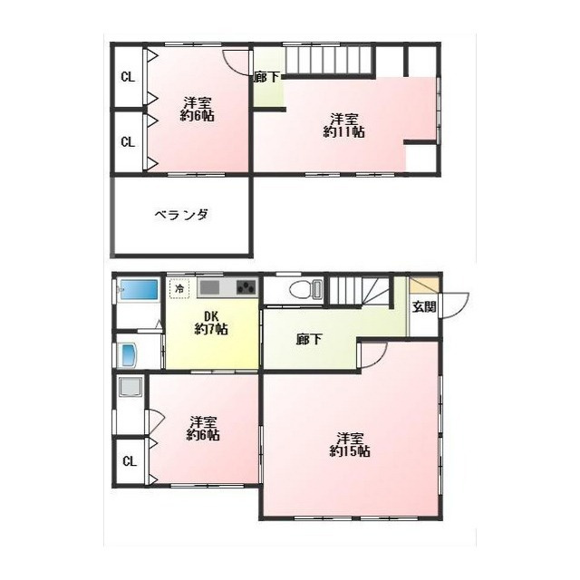 岐阜市北野町の一戸建ての間取り