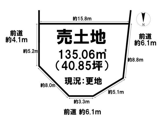 香芝市藤山２丁目　建築条件なし土地の土地図