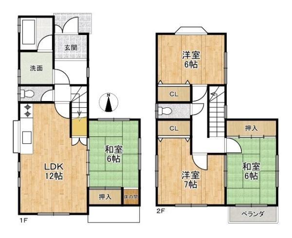 北葛城郡広陵町大字平尾の中古一戸建の間取り