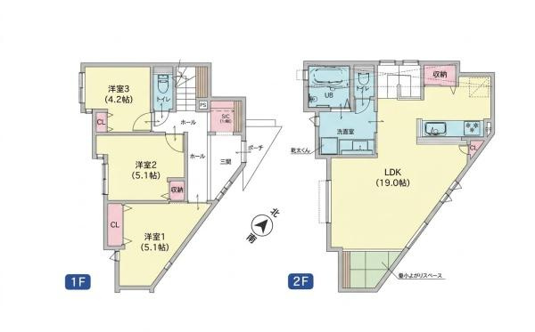 横浜市金沢区六浦３丁目の新築一戸建の間取り