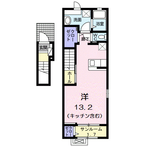 富山市北代のアパートの間取り