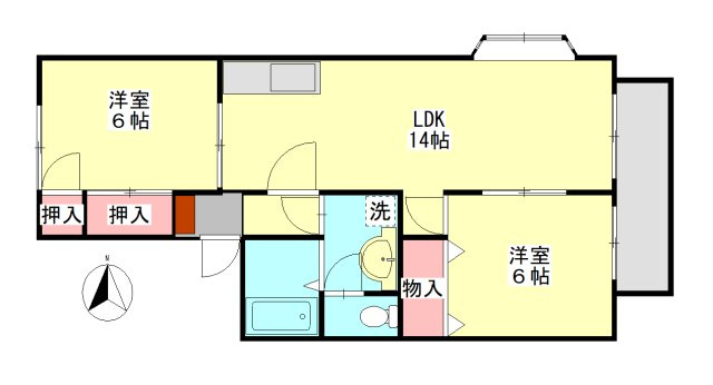 昭島市中神町２丁目のアパートの間取り