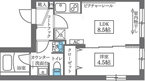 COCOCUBE大森西　東邦医大通りの間取り|東向き！南東角部屋の1LDK