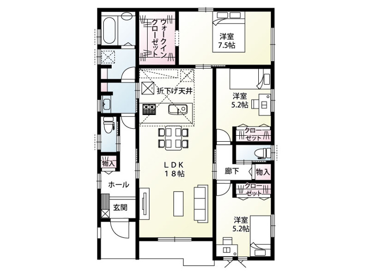 新築　前橋市駒形町4期　1区画の間取り|建物面積27.30坪　洗面室・脱衣室分離の間取り！