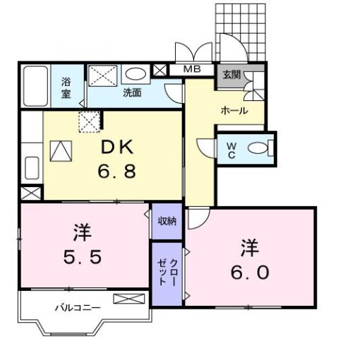 プラシードＡの間取り