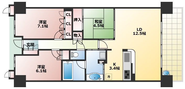 ジークレフタカツキトンダオカ　の間取り