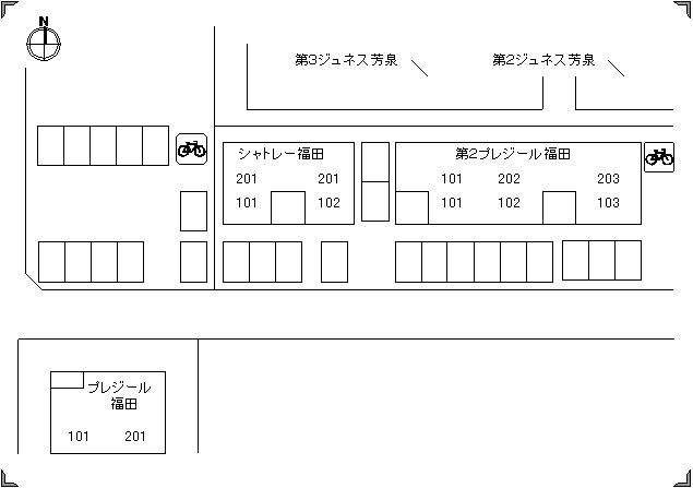 第2プレジール福田の区画図
