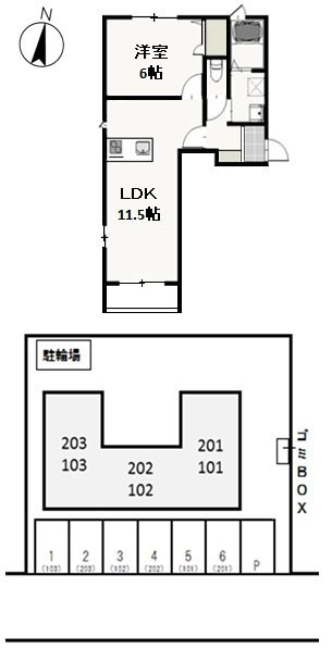 フェリーク庭瀬 の間取り