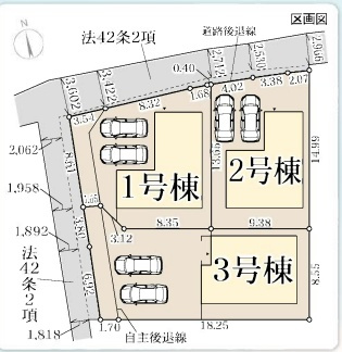 高砂市荒井町中町　新築一戸建ての区画図|全3区画