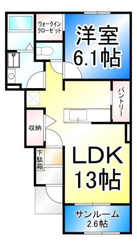 プリムローズ　Ｂの間取り|収納がたくさんあります。