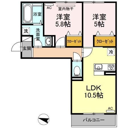 Ｄ－ｒｏｏｍ浜野南　A棟の間取り