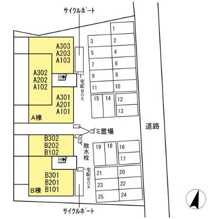 Ｄ－ｒｏｏｍ浜野南　A棟の区画図