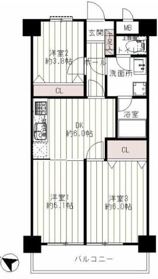 立川市上砂町５丁目の中古マンションの間取り