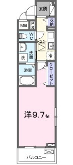 【間取り】 | リシェス中田東 | 1人暮らしにぴったりの1Kの間取りです！