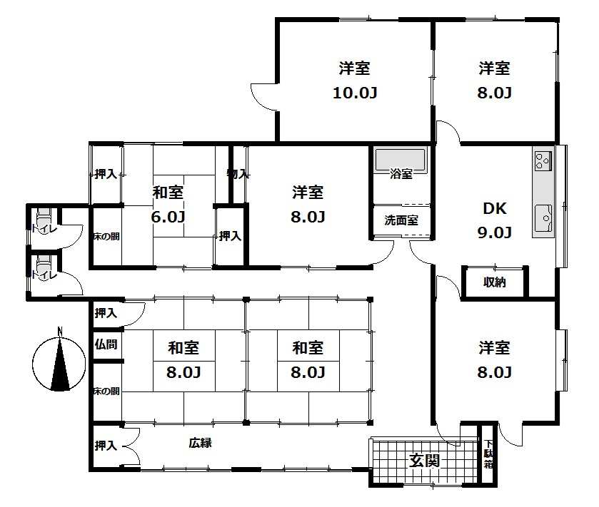 中古平屋戸建　野田市木間ケ瀬の間取り