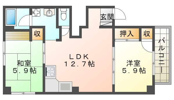 神戸市垂水区歌敷山３丁目の賃貸マンションの間取り