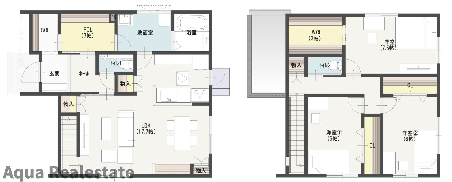 善通寺市原田町の新築一戸建の間取り