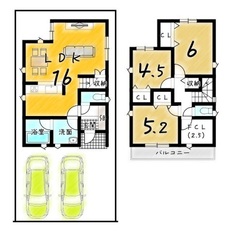 大原野上里男鹿町の間取り|全居室に収納付＆ファミリークローゼット有！