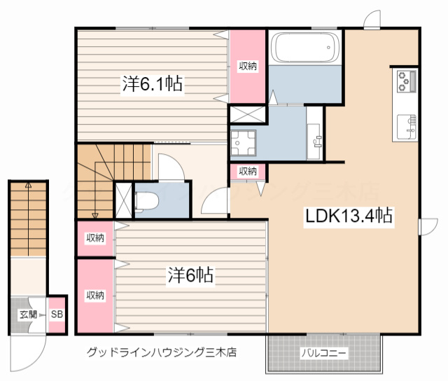 セジュール加佐 A棟の間取り