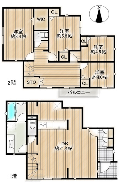 尼崎市東園田町　新築一戸建ての間取り