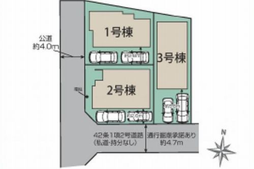 【仲介手数料０円】茅ヶ崎市菱沼海岸　新築一戸建て　全3棟の区画図|【仲介手数料０円】茅ヶ崎市菱沼海岸　新築一戸建て　全3棟