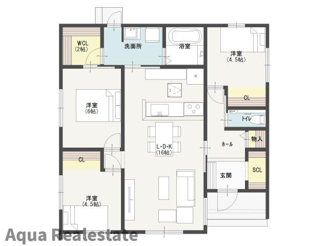 高松市一宮町の新築一戸建の間取り