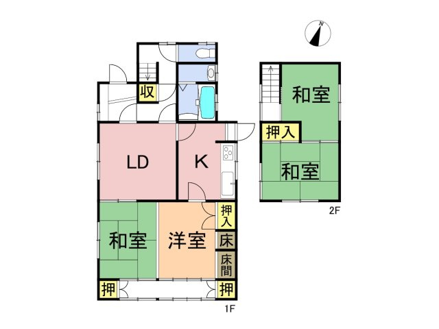 中古戸建　不破郡垂井町　昭和48年築の間取り