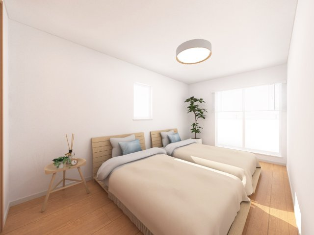 奈良市平松４丁目の新築一戸建 全２区画の洋室|１号地２階洋室（主寝室）完成イメージ／南向きですので、陽あたり良好です♪