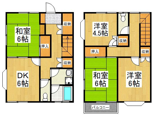 金程テラスハウス　A-2の間取り