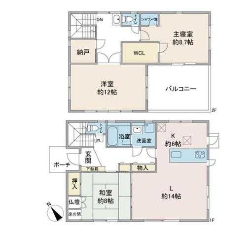 鶴ヶ島市松ヶ丘　中古売戸建の間取り