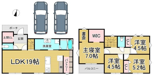 川西市水明台　新築一戸建ての間取り