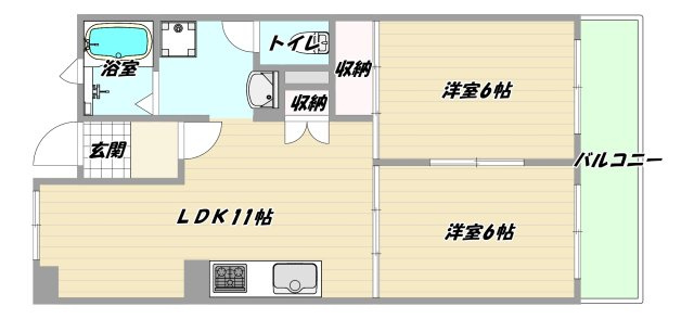 大阪市東淀川区下新庄４丁目の賃貸マンションの間取り