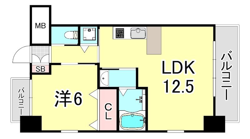 大阪市淀川区西中島３丁目の賃貸マンションの間取り