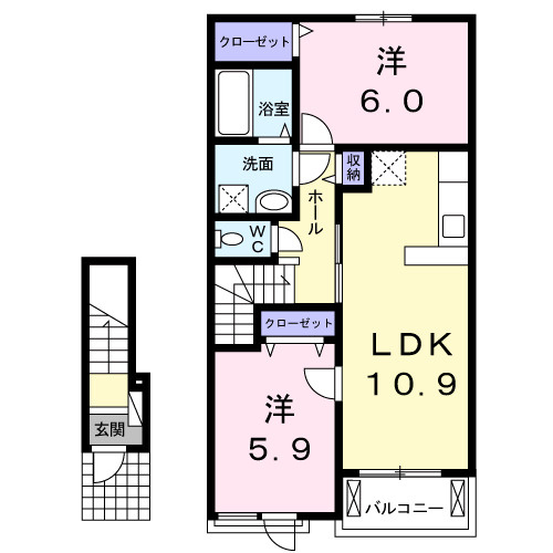 グランディールＢ　（小瀬町）の間取り
