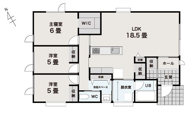 【間取り】 | 【新築分譲住宅】山形市明神前　全1棟 | 3490万円、3LDK、土地面積201.28㎡、建物面積83.63㎡ 