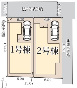 ■枚方市牧野本町　第1期　新築一戸建ての区画図|全2区画