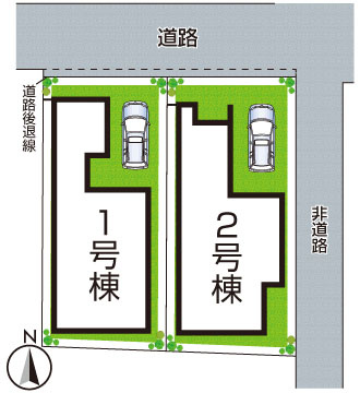 ■枚方市牧野本町　第1期　新築一戸建ての区画図|全2区画