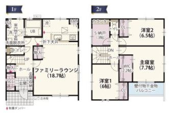 ワイウッドコート前橋市箱田町第9期　1号棟の間取り|収納充実♪南向きの3LDKSで陽当たり良好な間取りです！
土地面積192.81㎡、建物面積108.05㎡で十分な広さです！