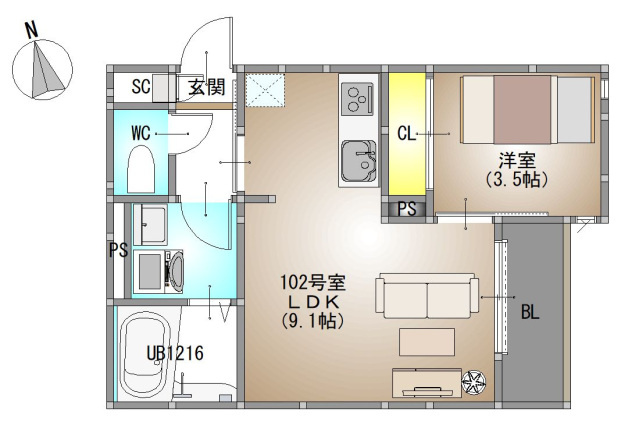 GRANDTIC 大元駅東の間取り