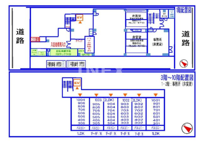 横浜市神奈川区栄町の賃貸マンションの区画図