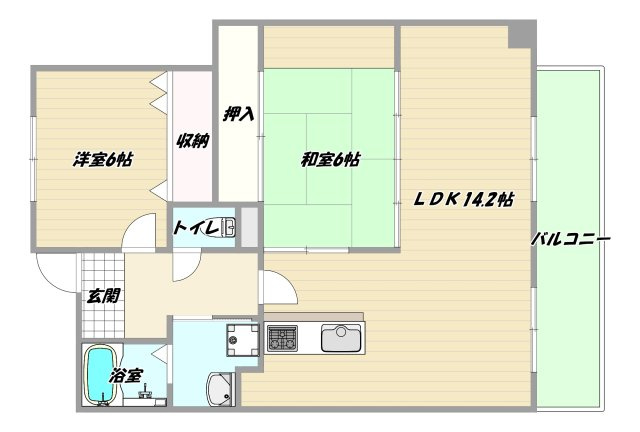 大阪市淀川区東三国６丁目の賃貸マンションの間取り