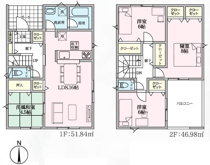 深谷市本住町第１　の間取り|１号棟間取り図