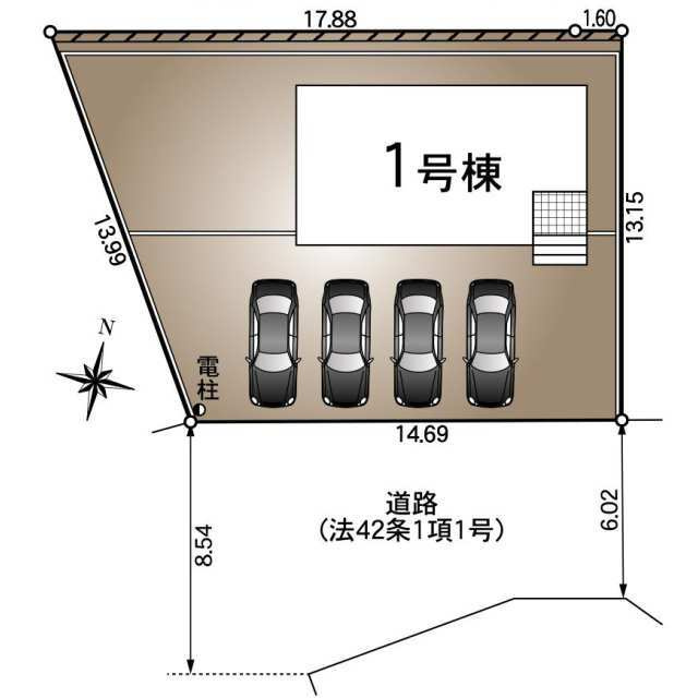 クレイドルガーデン防府市田島 第8の区画図|駐車スペース4台分有り