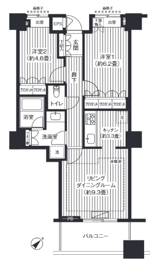 豊島区東池袋４丁目の賃貸マンションの間取り