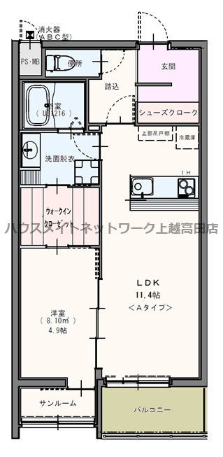 ミカエル高田の間取り|間取図（ミカエル高田 201）1LDK