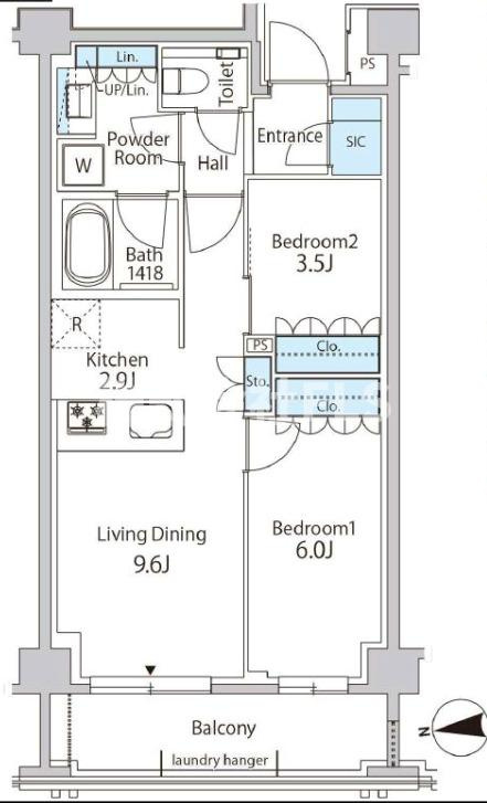 港区赤坂７丁目の賃貸マンションの間取り