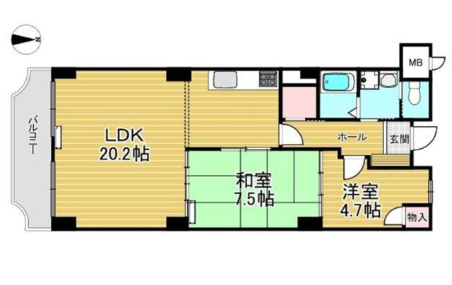 ローズハイツ芦屋の間取り|家中をスムーズに移動できる、使い勝手の良い間取り
