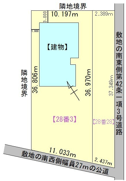 北見市東陵町２８番地５、２８番地２８　中古売家の区画図